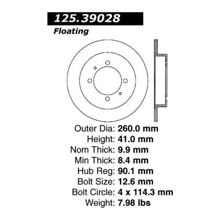 Centric Centric Premium High Carbon Alloy Brake Rotor, Centric Parts 125.39028 125.39028